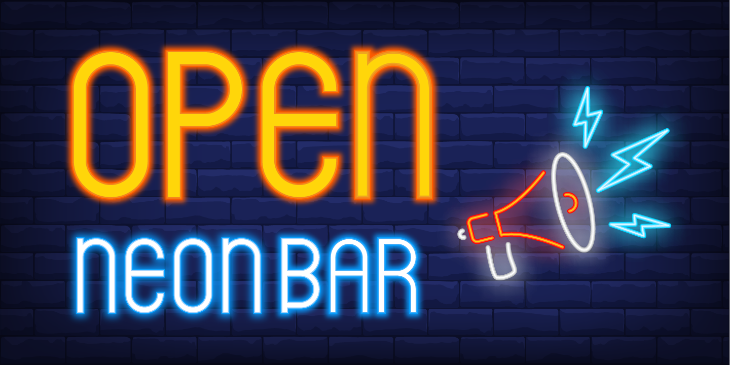 Beispiel einer Neon Bar Regular-Schriftart